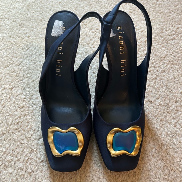 Gianni Bini Shoes - Gianni Bini Navy Slingback Heels with Gold & Blue Accents
